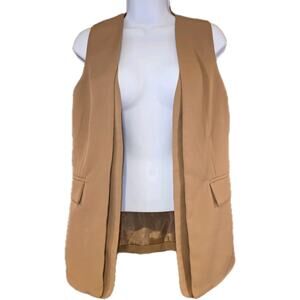 Nwt Sincerely Jules Open Front Tan Blazer Vest Sz XS